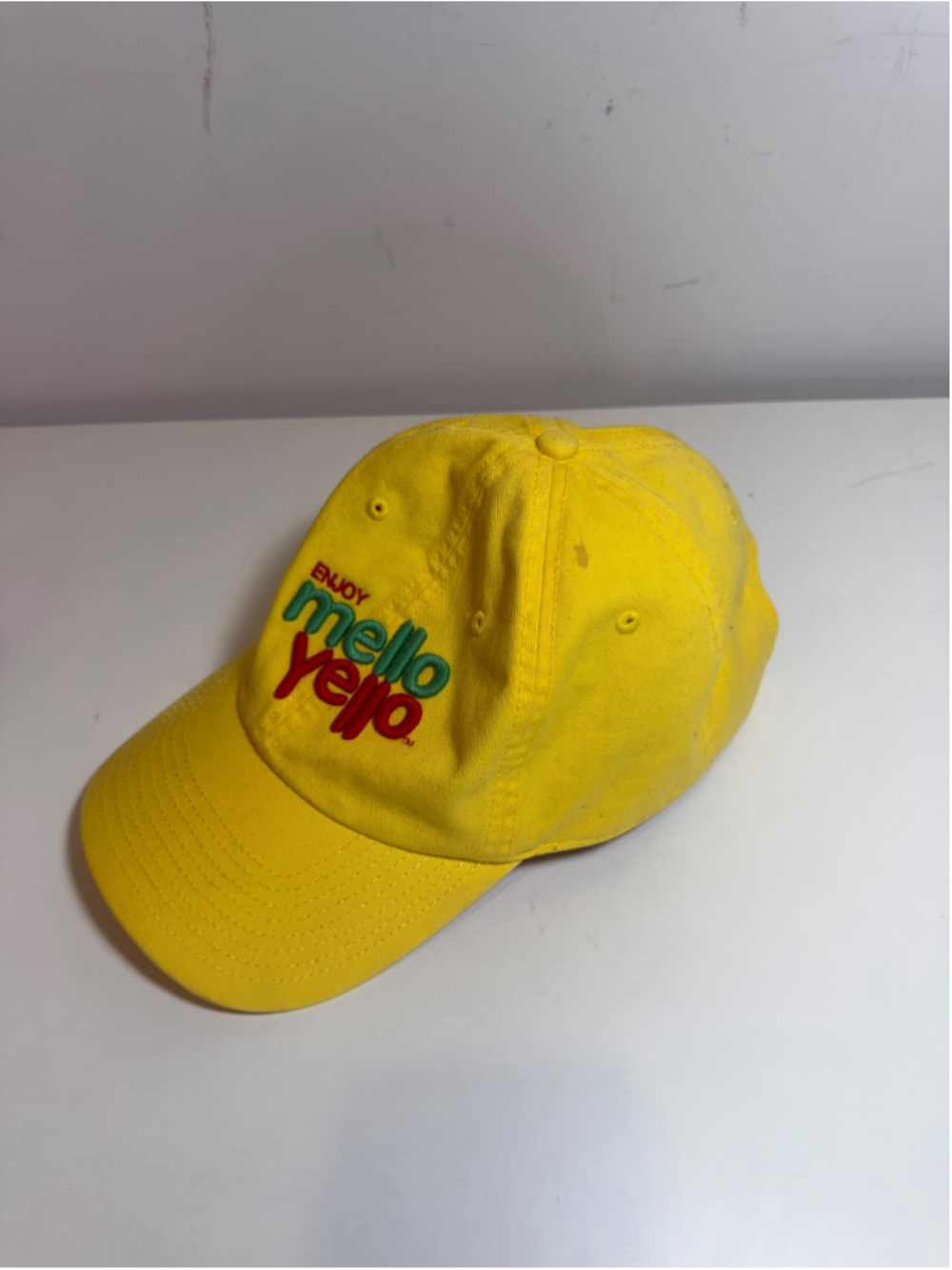 American Needle Coca Cola Mello Yello Yellow Baseball Hat Dad Cap vtg style #F